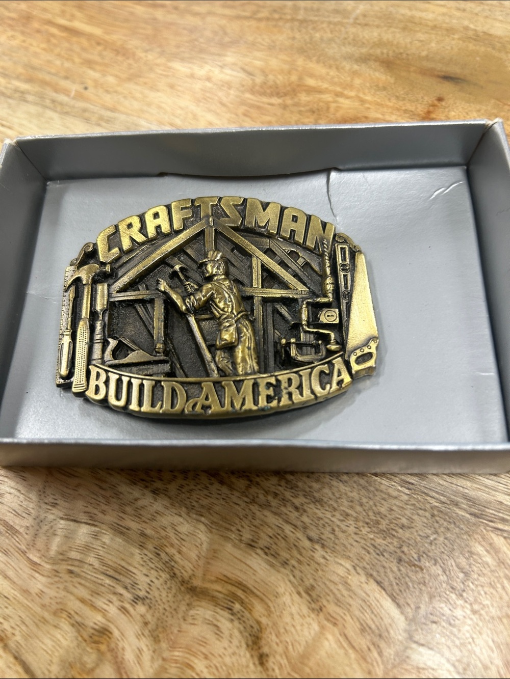 Craft Build America Brass-Tone Worker Motif Belt Buckle